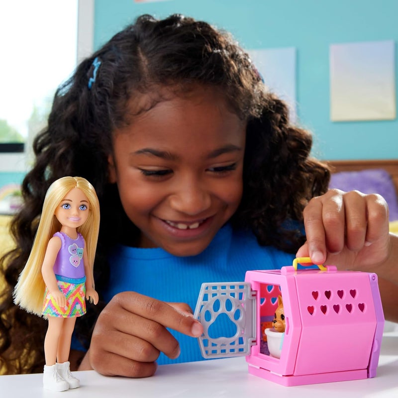 Barbie ​Barbie Chelsea® Puppy Carrier Playset, Blonde Small Doll and Accessories, Dog Carrier with Puppy Themed Play Pieces - Image 2